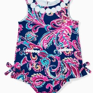Lilly Pulitzer Pink and Blue Paisley Kids Swim One Piece